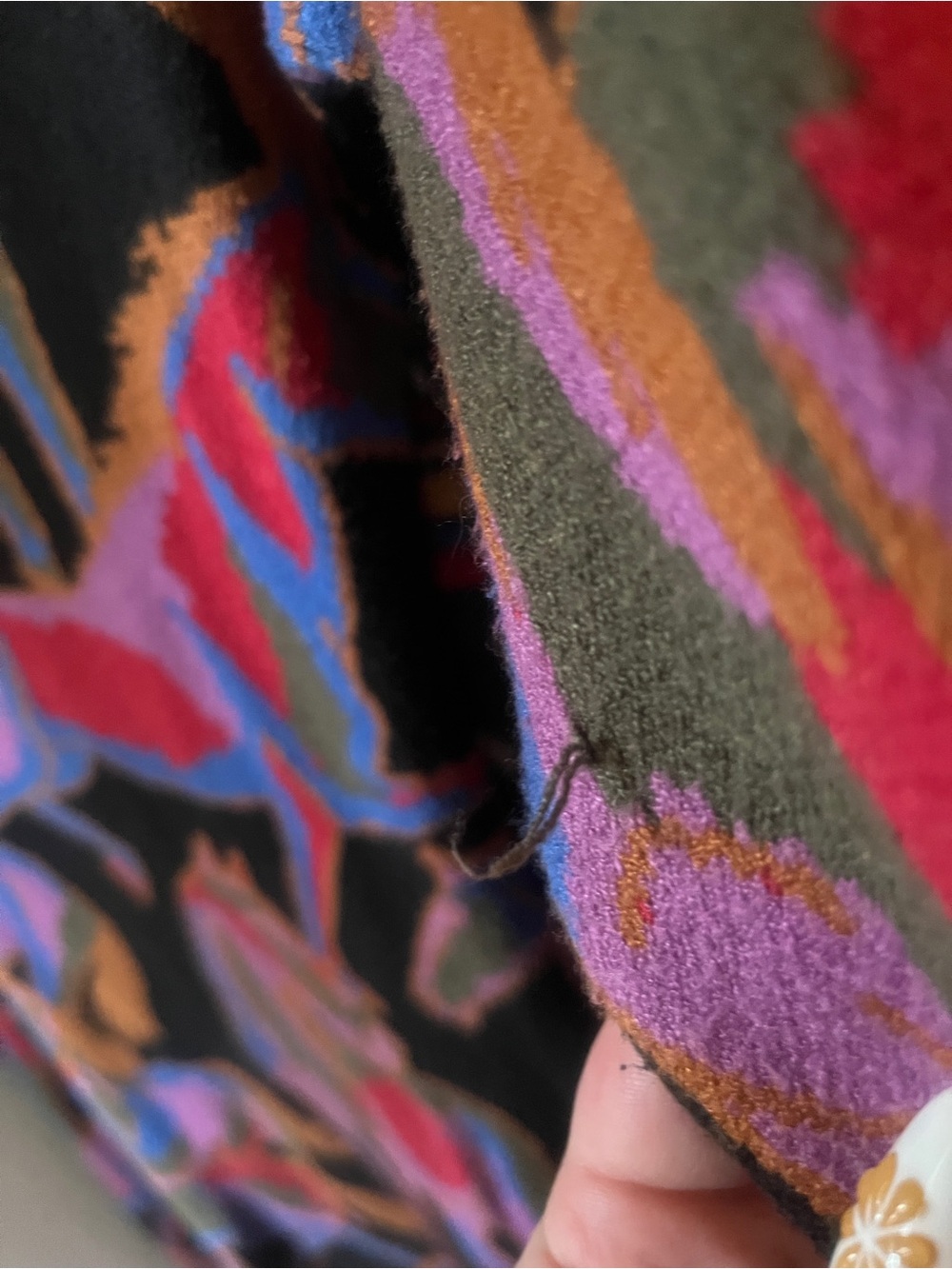Farm Rio maxi long sleeve sweater dress with colorful horse print, keyhole back - Picture 4 of 7